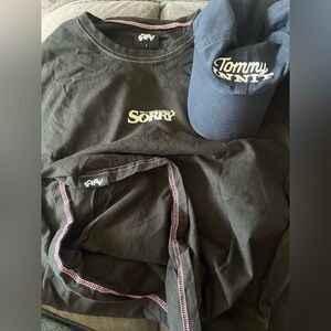 Bundle of Sorry Boys shirt size Large and Tommy Innit hat